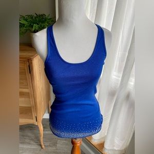NWT! Express Cobalt Blue Racerback Tank Top with Metallic Studs- Size Small